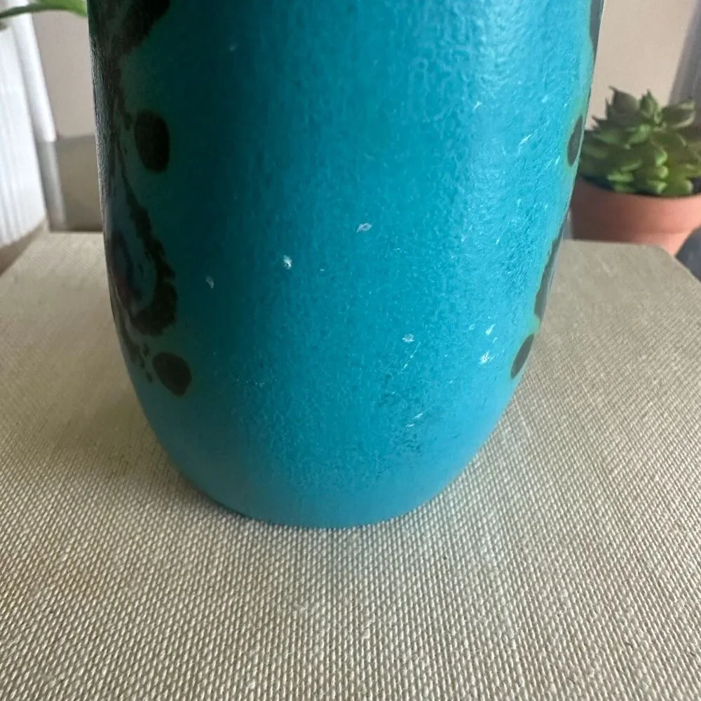 Vintage MCM Sasha Brastoff Turquoise Blue Art Pottery Bud Vase Peacock Design